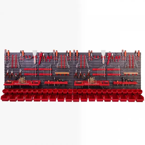 Verktøytavle 230x78cm Med 28 Bokser Og Komplett Kroksett