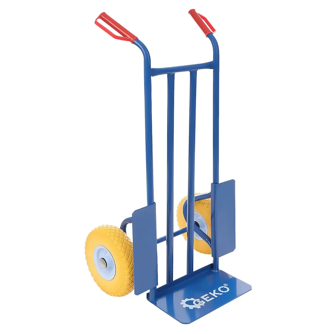 Transporttralle – 200 kg kapasitet, blå, med PU-hjul - Bilde 2