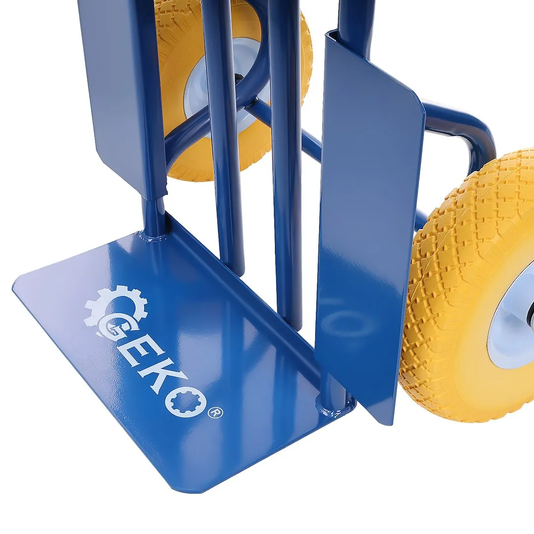 Transporttralle – 200 kg kapasitet, blå, med PU-hjul - Bilde 3