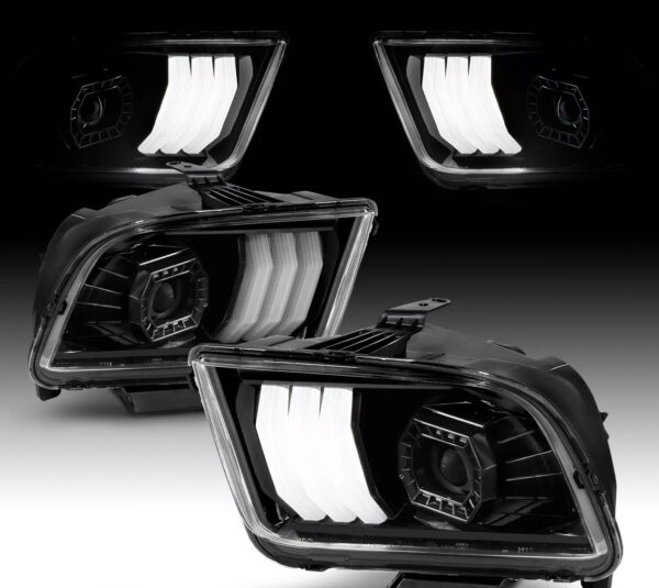 Frontlykter Ford Mustang 04-09 Tube Light Black