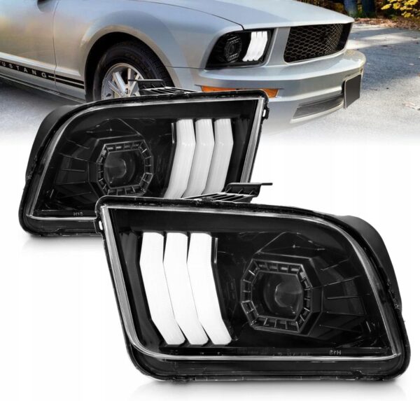 Frontlykter Ford Mustang 04-09 Tube Light Black