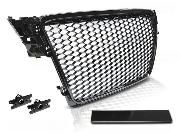 Grill Audi A4 B8 08-11 Glossy Black RS-Style