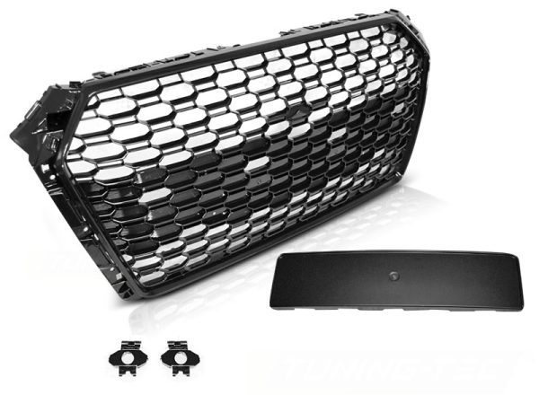 Grill Audi A4 B9 15-19 Sport Glossy Black PDC