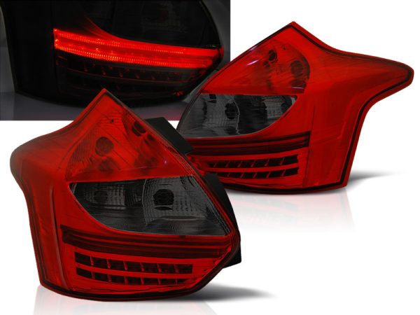 Baklykter Ford Focus 3 11- 10.14 Hatchback Red Smoke Led
