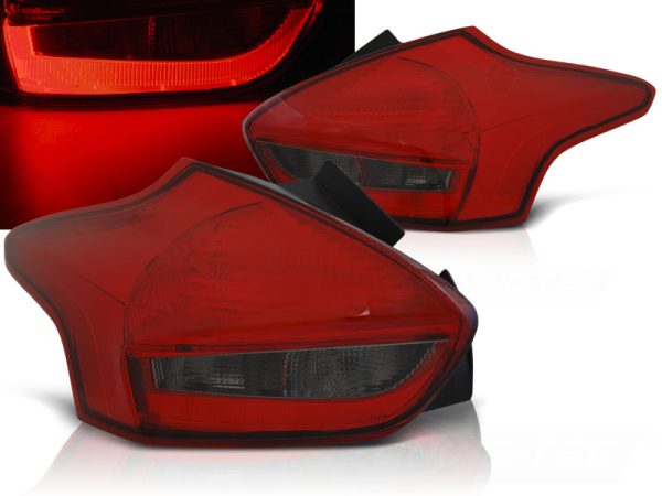 Baklykter Ford Focus 3 15-18 Hatchback Red Smoke Led