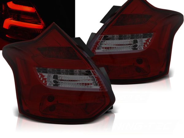 Baklykter Ford Focus 3 11-10.14 Hatchback Red Smoke Led Bar Seq Ind.