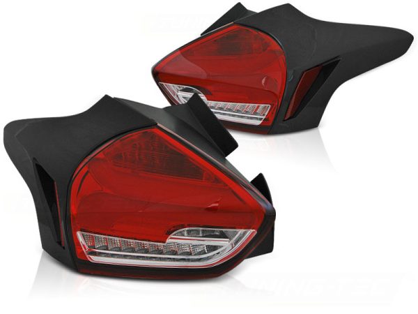 Baklykter Ford Focus 3 15-18 Hatchback Red White Seq Led - Bilde 2