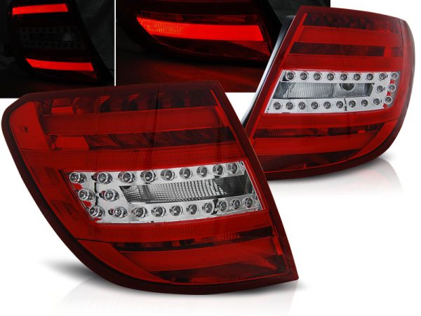 Baklykter Mercedes C-Klasse W204 Kombi 07-10 Led Bar Red White