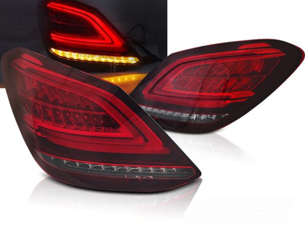Baklykter Mercedes C-klasse W205 14-18 Led Bar Red White Seq
