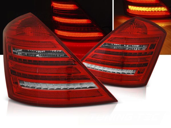 Baklykter W222 Look Mercedes W221 S-Klasse 05-09 Led Red White Seq