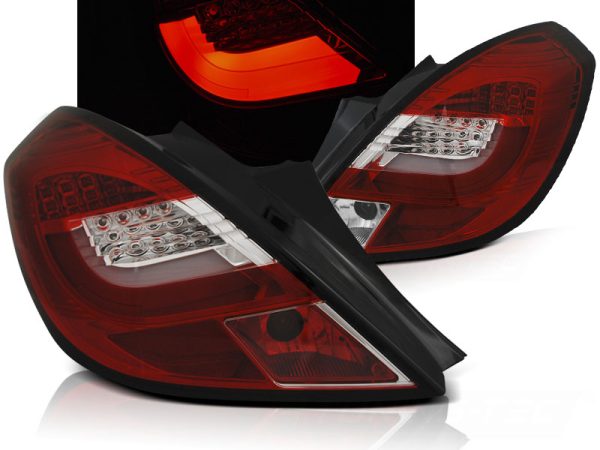 Baklykter Opel Corsa D 3D 04.06-14 Red White Led-Bar