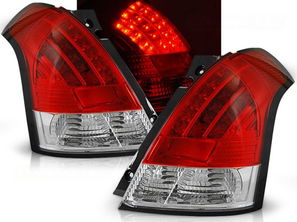 Baklykter Suzuki Swift 05.05-10 Red White Led
