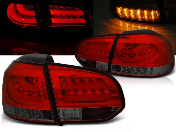 Baklykter VW Golf 6 10.08-12 Led Bar Red Smoke