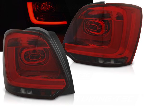 Baklykter VW Polo 09-14 Led Bar Red Smoke