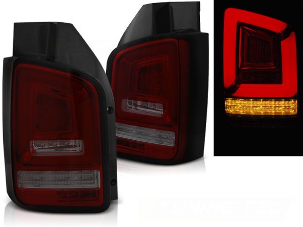 Baklykter VW T5 04.03-09 Led Bar Red Smoke Seq