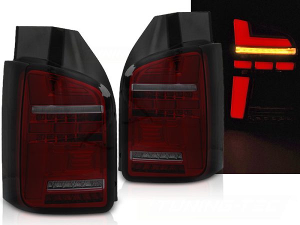 Baklykter VW T5 10-15 Led Bar Red Smoke Seq
