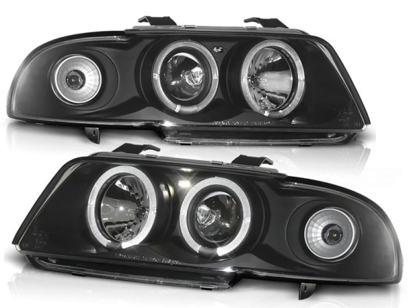 Frontlykter Audi A4 11.94-12.98 Angel Eyes Black
