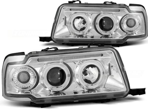 Frontlykter Audi 80 B4 09.91-04.96 Angel Eyes Chrome