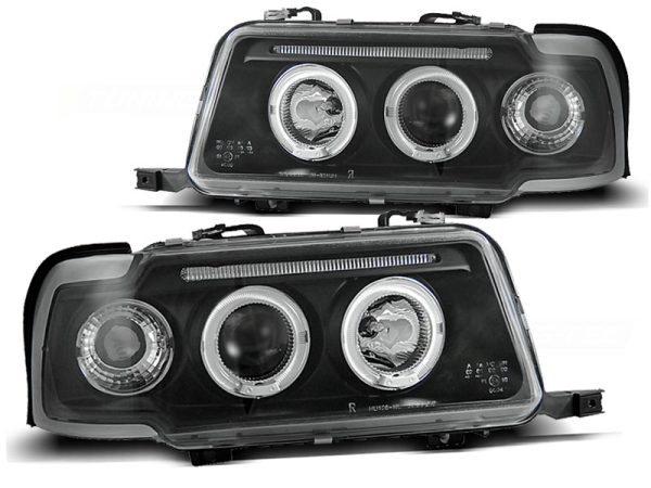 Frontlykter Audi 80 B4 09.91-04.96 Angel Eyes Black