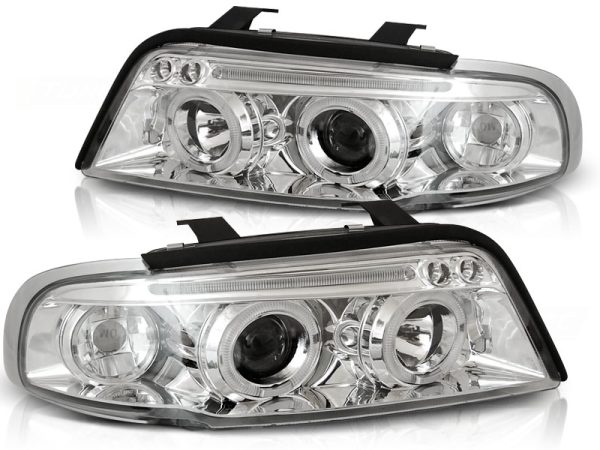 Frontlykter Audi A4 11.94-12.98 Angel Eyes Chrome