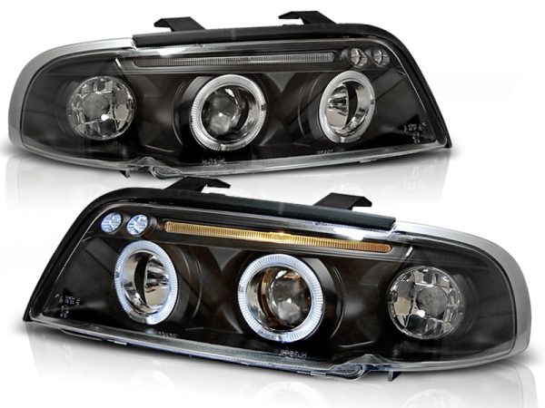 Frontlykter Audi A4 11.94-12.98 Angel Eyes Black