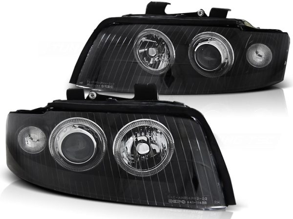 Frontlykter Audi A4 10.00-10.04 Xenon Angel Eyes Black - Bilde 2