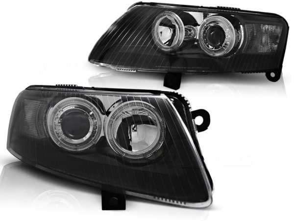 Frontlykter Audi A6 C6 04.04-08 Angel Eyes Black - Bilde 2