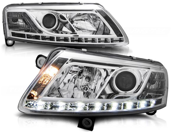Frontlykter Audi A6 C6 04.04-08 Xenon True Drl Chrome