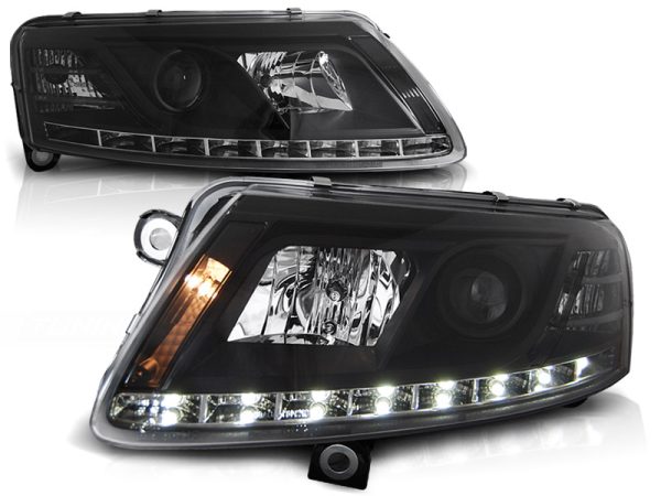 Frontlykter Audi A6 C6 04.04-08 Xenon True Drl Black