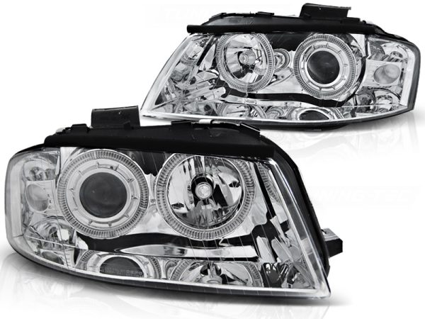 Frontlykter Audi A3 8P 05.03-03.08 Angel Eyes Chrome - Bilde 2