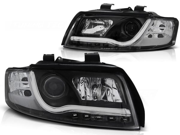 Frontlykter Audi A4 10.00-10.04 Tube Lights Black