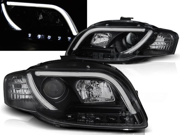 Frontlykter Audi A4 B7 11.04-03.08 Tube Lights Black
