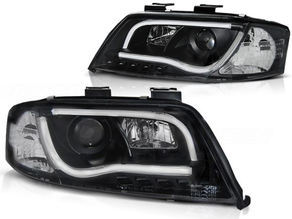 Frontlykter Audi A6 05.97-05.01 Tube Lights Black - Bilde 2