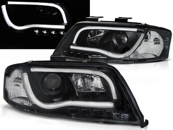 Frontlykter Audi A6 05.97-05.01 Tube Lights Black