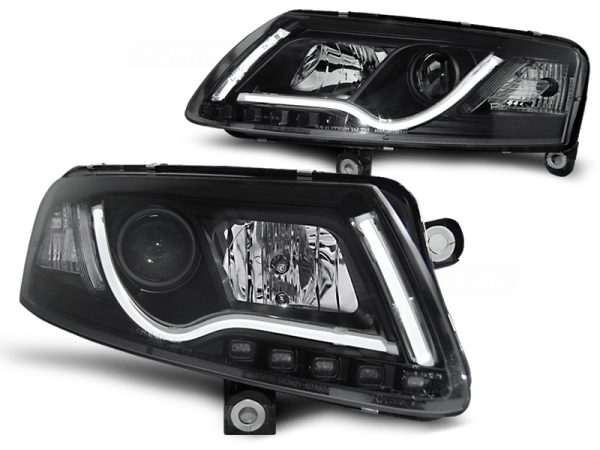Frontlykter Audi A6 C6 04.04-08 Tube Lights Black - Bilde 2