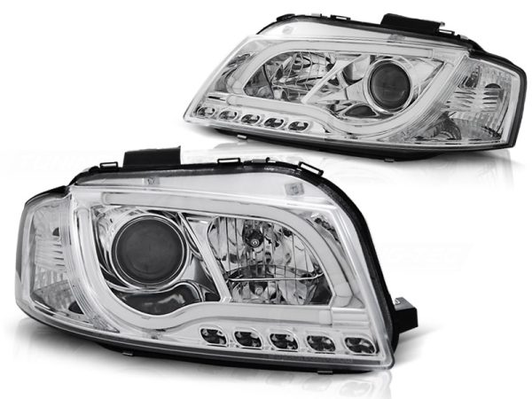 Frontlykter Audi A3 8P 05.03-03.08 Tube Light Chrome - Bilde 2