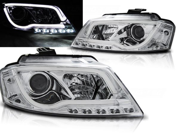 Frontlykter Audi A3 8P 08-12 Tube Light Drl Chrome