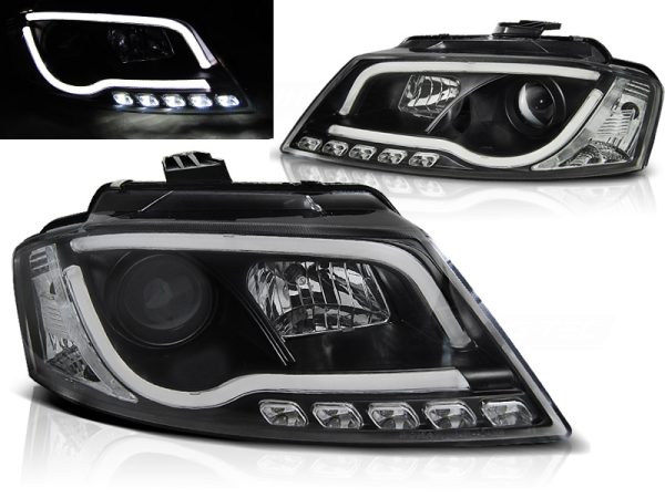 Frontlykter Audi A3 8P 08-12 Tube Light Drl Black