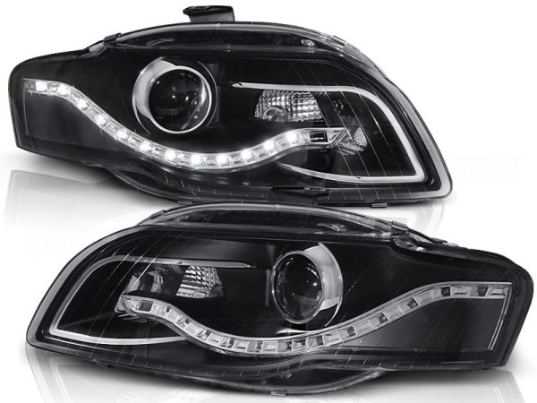 Frontlykter Audi A4 B7 11.04-03.08 True Drl Black