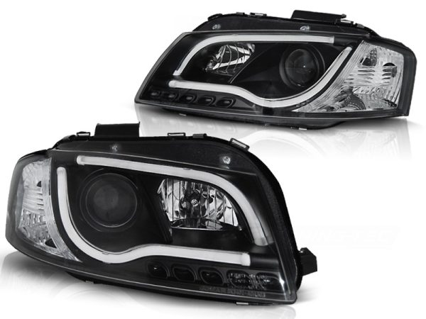 Frontlykter Audi A3 8P 05.03-03.08 Tube Light Drl Black