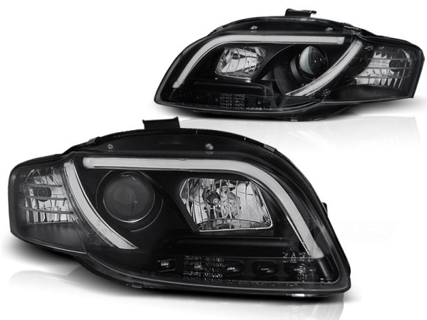 Frontlykter Audi A4 B7 11.04-03.08 Tube Light Drl Black