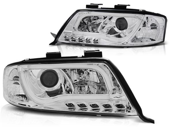 Frontlykter Audi A6 06.01-05.04 Tube Light Drl Chrome