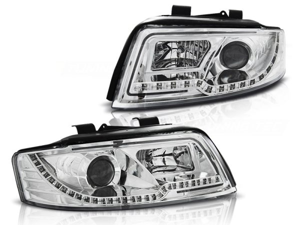 Frontlykter Audi A4 10.00-10.04 Tube Light Chrome - Bilde 2