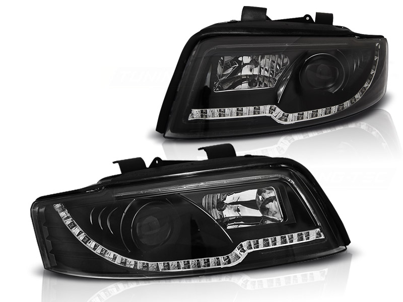 Frontlykter Audi A4 10.00-10.04 Tube Lights Black - Bilde 2
