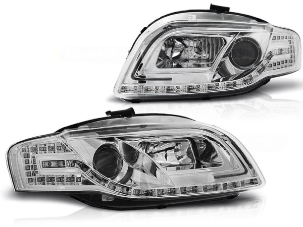 Frontlykter Audi A4 B7 11.04-03.08 Tube Light Chrome - Bilde 2
