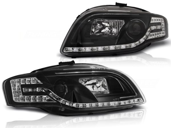 Frontlykter Audi A4 B7 11.04-03.08 Tube Lights Black - Bilde 2