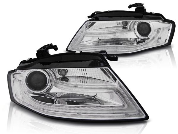 Frontlykter Audi A4 B8 04.08-11 Xenon True Drl Chrome