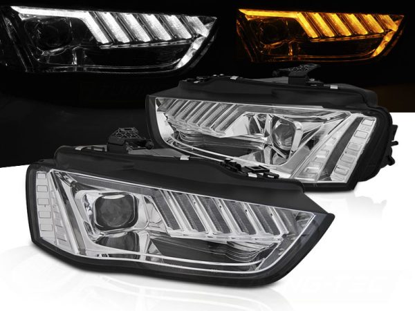 Frontlykter Audi A4 B8 12-15 Xenon Led Chrome Seq