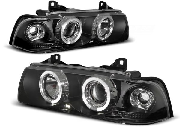 Frontlykter Bmw E36 12.90-08.99 C / C Angel Eyes Black