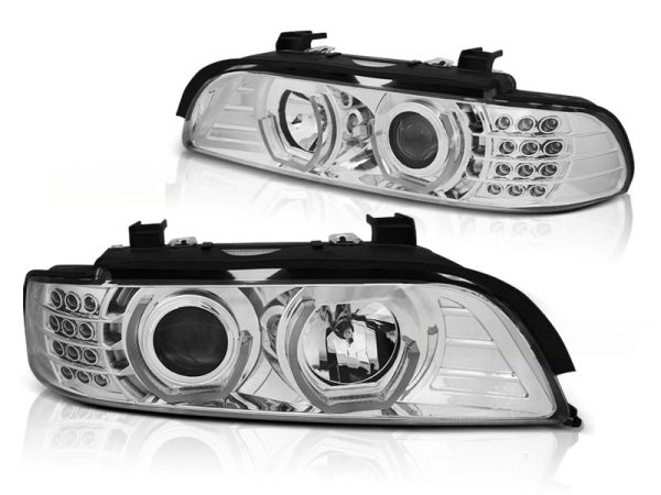 Frontlykter Bmw E39 09.95-06.03 Angel Eyes 3D Chrome - Bilde 2
